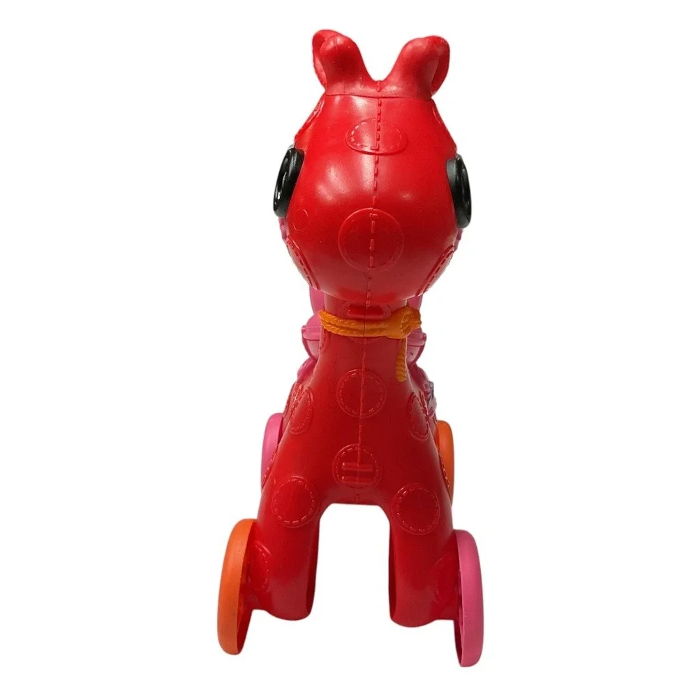 Lalaloopsy Pull Toy Giraffe‎ Button Wheels Saddlebag Red Orange Pink 12